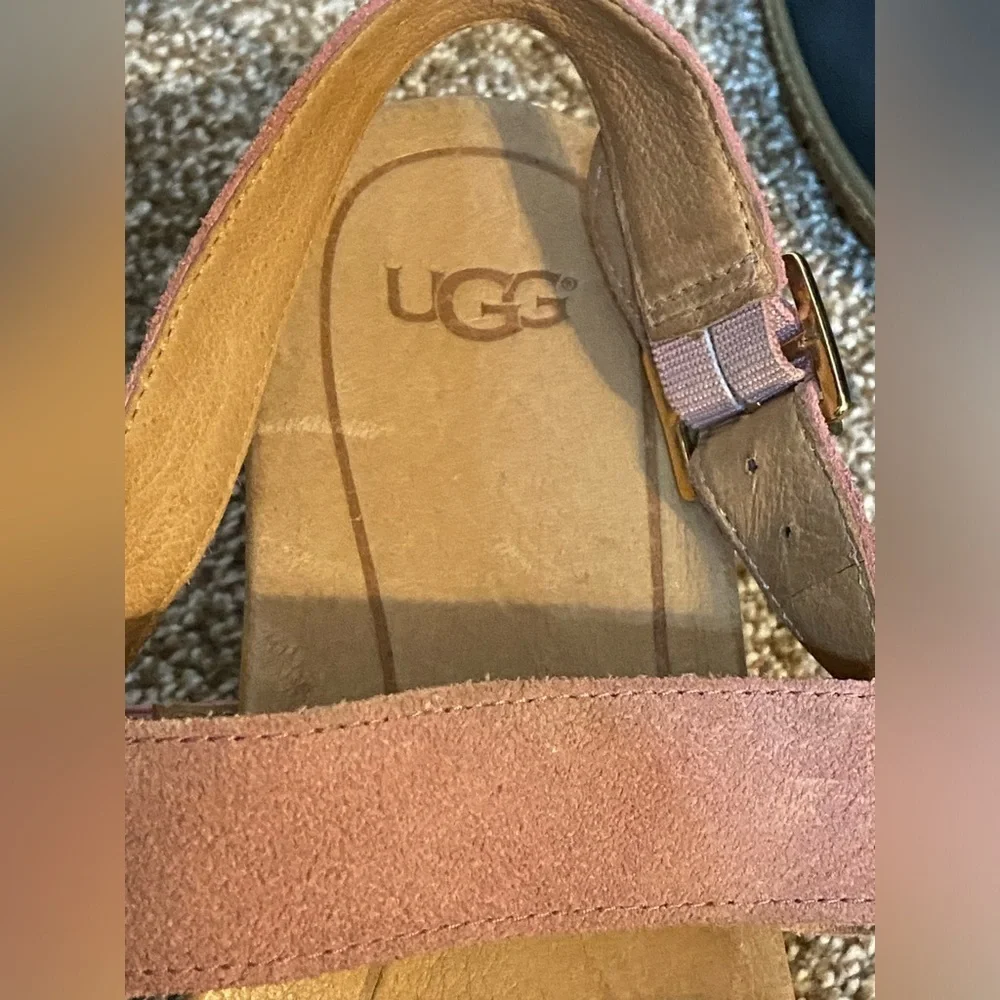 UGG Women's Braelynn  Pink Dawn Sandals Leather Platform Shoes US Size 10